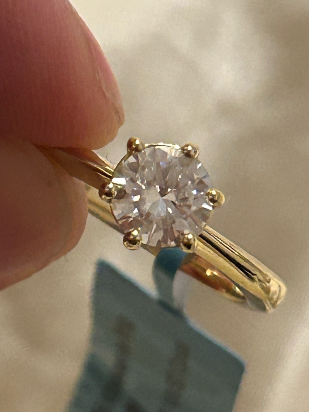 Gold over Sterling Silver 1.2ct Moissanite solitaire Ring size 9